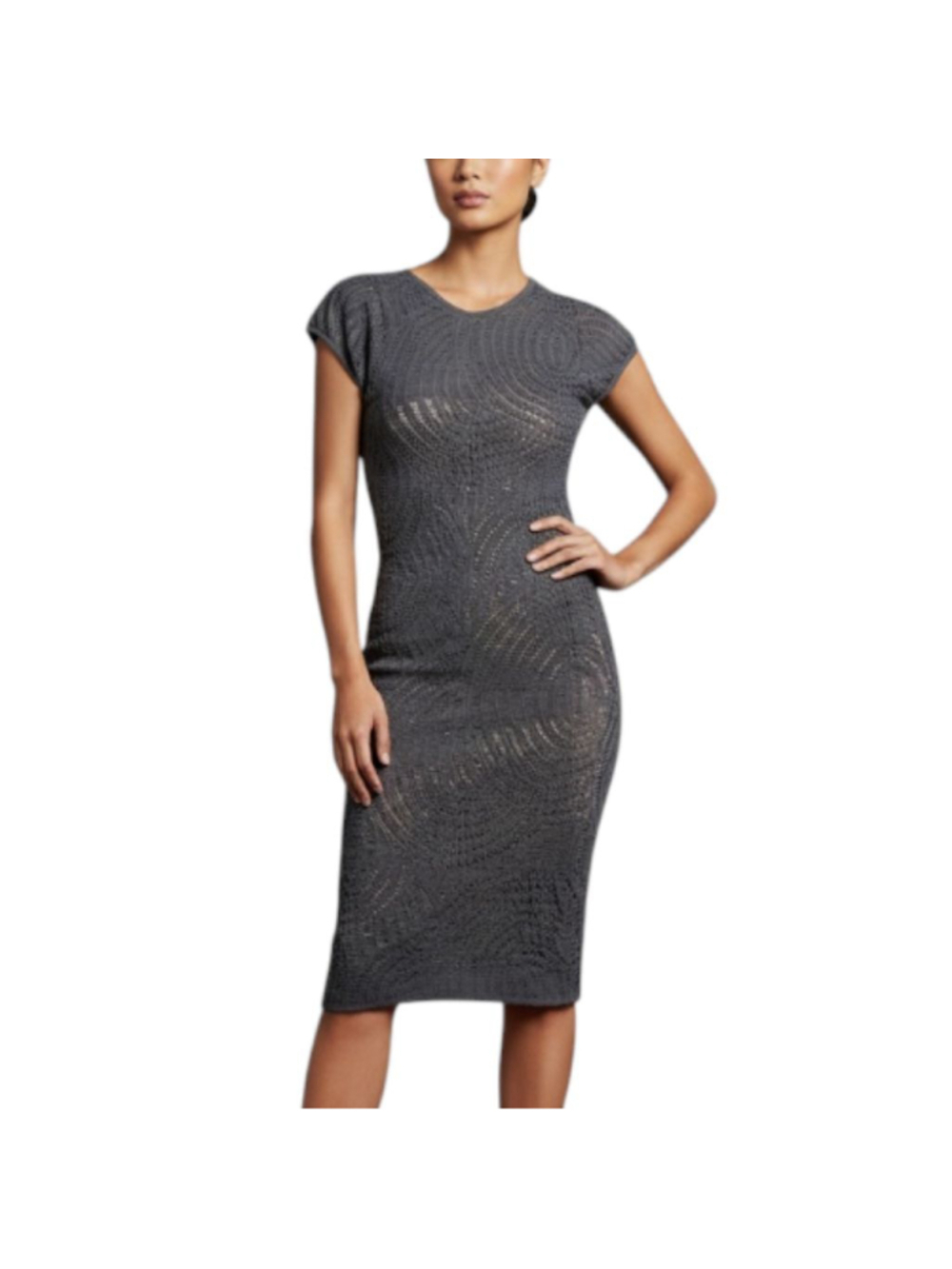 POOF Lace Bodycon Dress Medium Large Dark Grey